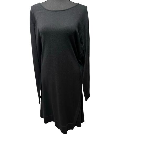 NWOT Eileen Fisher Merino Wool Asymmetric Sweater Dress, Black SZ - XL (Tall) - Picture 5 of 11